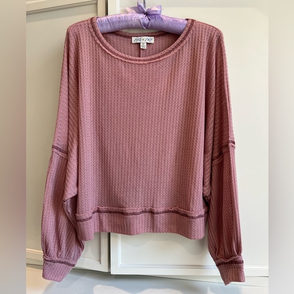 She + Sky waffle top, mauve size Medium - Picture 1 of 6